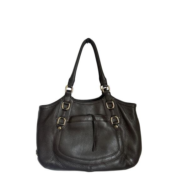 Cole Haan Pebbled Brown Leather Large Tote Top Handle Shoulder Bag - Picture 1 of 10